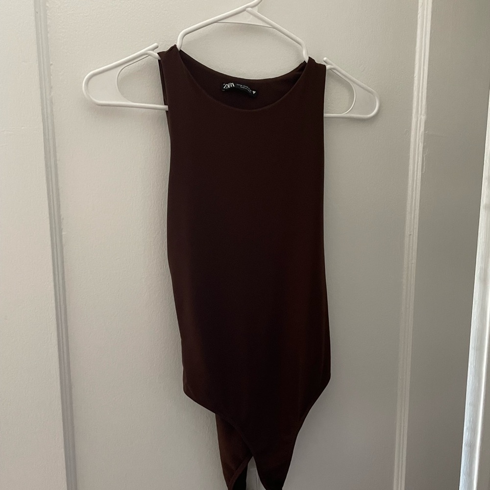 Brown Zara high neck bodysuit